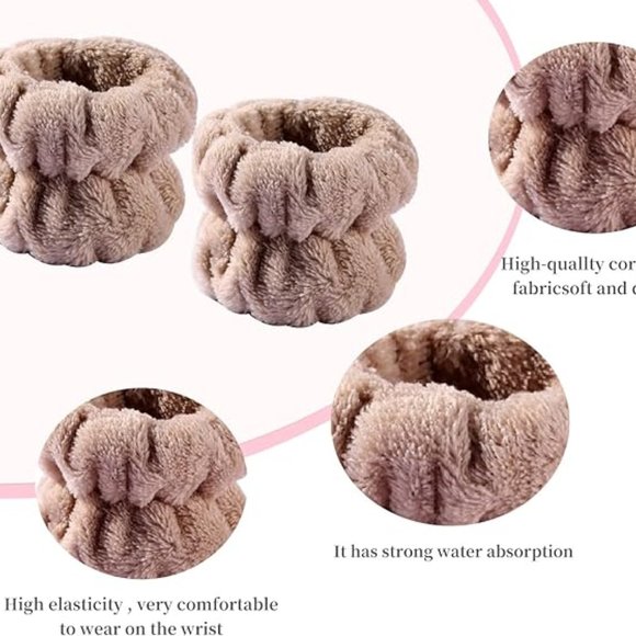 BOGOWomen's Face Washing Wristbands Wrist Towels for Washing Face 1 set(2 bands) - Picture 6 of 16